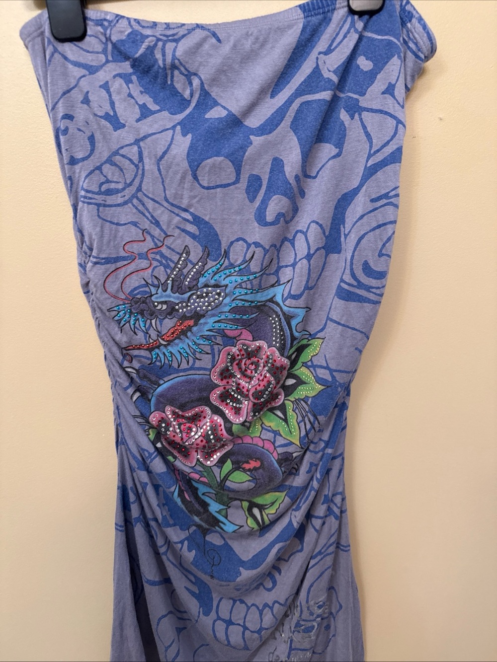 Ed Hardy Light Blue Strapless Graphic Dress - Picture 3 of 10